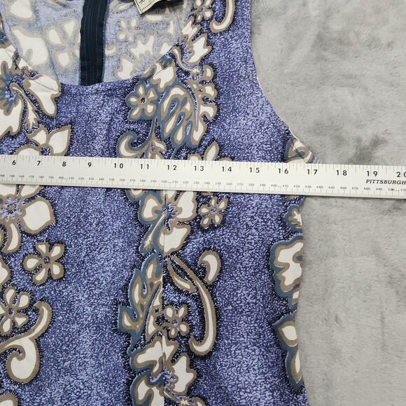 Vintage 90s Honolua Surf Co Dress Womens L Blue Floral Sleeveless A-Line Tank - Picture 6 of 9